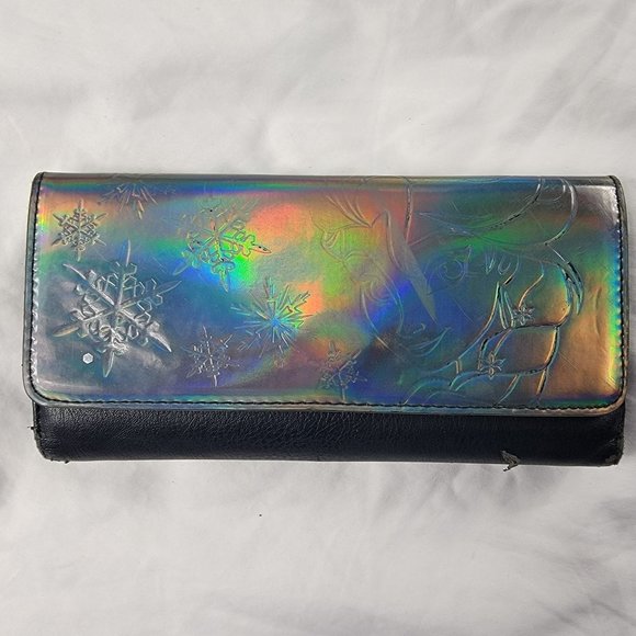 Loungefly x Disney Frozen Elsa Iridescent Snowflake Trifold Wallet Black - Picture 2 of 9